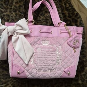 SOLD!!!! Juicy Couture Light Pink Quilted Tote with Bow